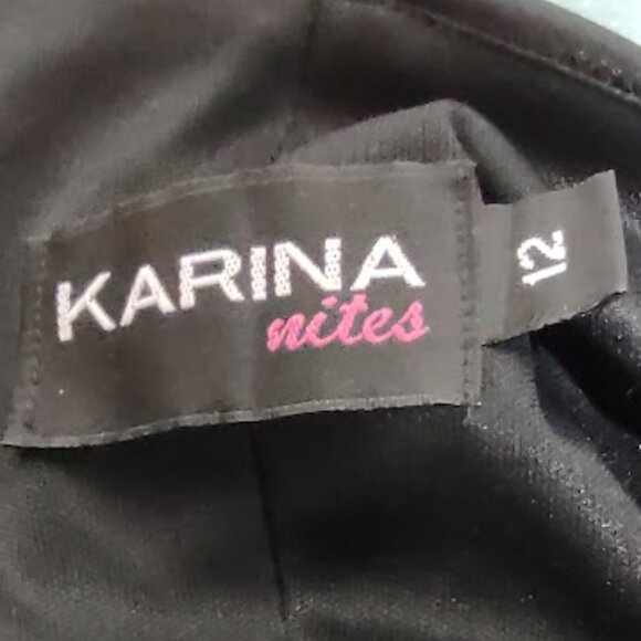 KARINA NITES BLACK MAXI SATIN FEEL NIGHTGOWN Y2K VINTAGE LINED GOTH SIZE 12 - Picture 6 of 7